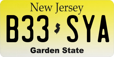 NJ license plate B33SYA