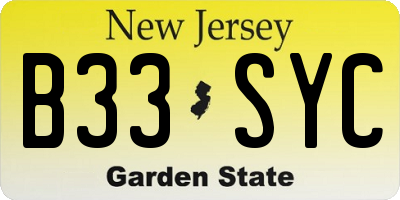 NJ license plate B33SYC
