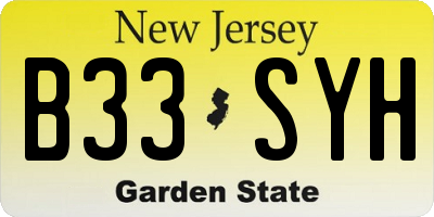NJ license plate B33SYH