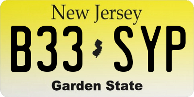 NJ license plate B33SYP