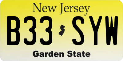 NJ license plate B33SYW