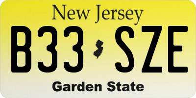 NJ license plate B33SZE