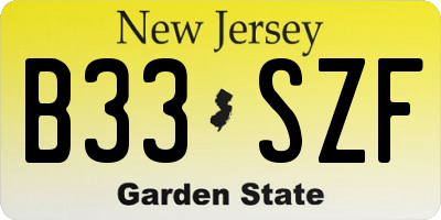NJ license plate B33SZF