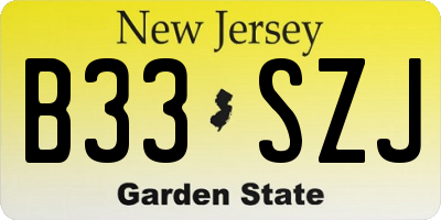 NJ license plate B33SZJ