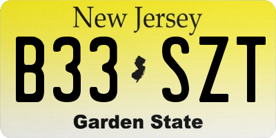 NJ license plate B33SZT