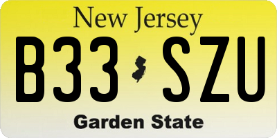 NJ license plate B33SZU