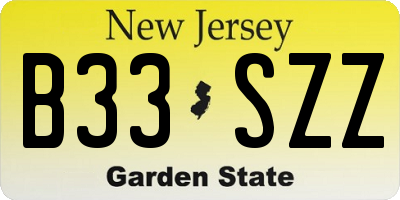 NJ license plate B33SZZ