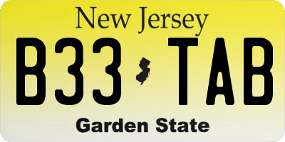 NJ license plate B33TAB