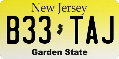 NJ license plate B33TAJ