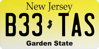 NJ license plate B33TAS