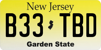 NJ license plate B33TBD