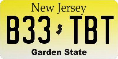 NJ license plate B33TBT