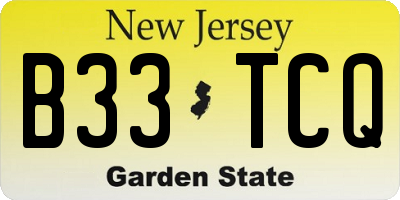 NJ license plate B33TCQ