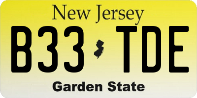 NJ license plate B33TDE