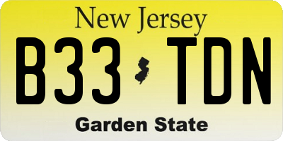 NJ license plate B33TDN