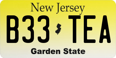NJ license plate B33TEA