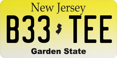 NJ license plate B33TEE