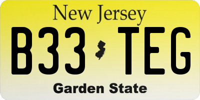 NJ license plate B33TEG