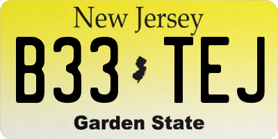 NJ license plate B33TEJ