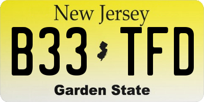 NJ license plate B33TFD