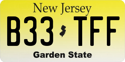 NJ license plate B33TFF