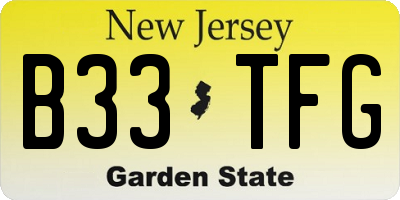 NJ license plate B33TFG
