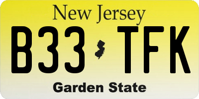 NJ license plate B33TFK