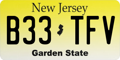 NJ license plate B33TFV