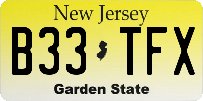 NJ license plate B33TFX