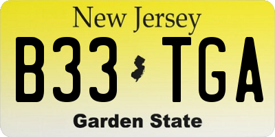 NJ license plate B33TGA