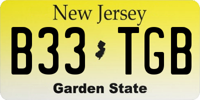 NJ license plate B33TGB