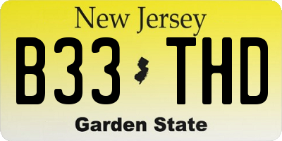 NJ license plate B33THD