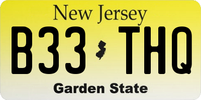 NJ license plate B33THQ