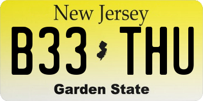 NJ license plate B33THU