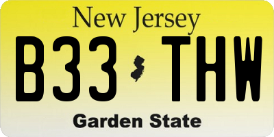 NJ license plate B33THW
