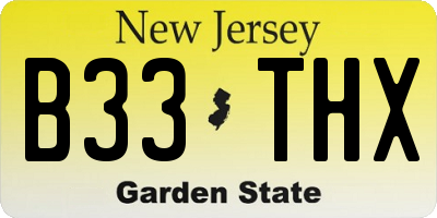 NJ license plate B33THX