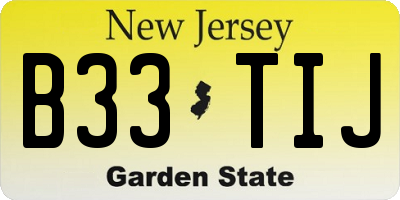 NJ license plate B33TIJ