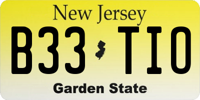 NJ license plate B33TIO