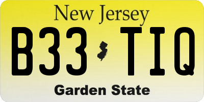 NJ license plate B33TIQ