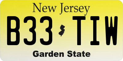 NJ license plate B33TIW