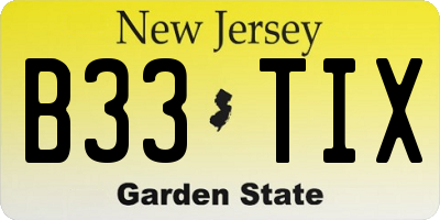 NJ license plate B33TIX