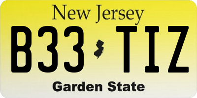 NJ license plate B33TIZ