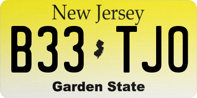 NJ license plate B33TJO