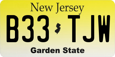 NJ license plate B33TJW