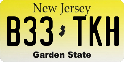 NJ license plate B33TKH