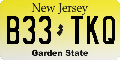 NJ license plate B33TKQ