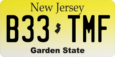 NJ license plate B33TMF