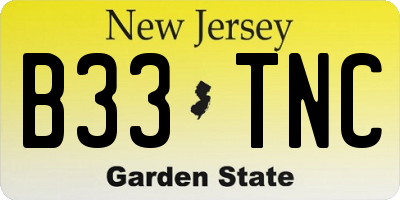NJ license plate B33TNC