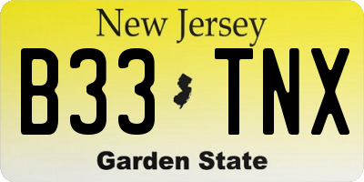 NJ license plate B33TNX