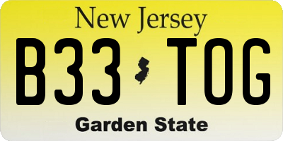 NJ license plate B33TOG